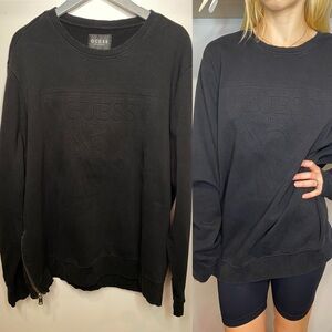 Guess Logo Side-Zip Crew Neck